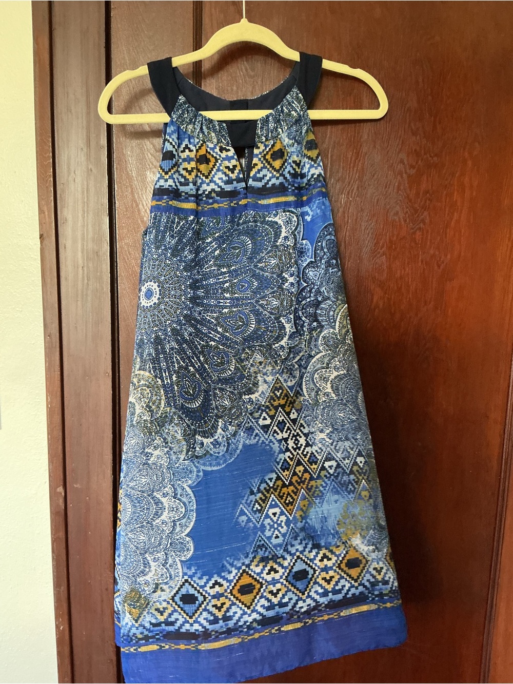 Blue Printed Halter Summer Dress
